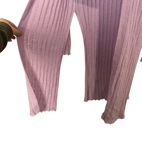 free people | ribby rib lavender ribbed long sleeve side split cardigan sz S - Picture 5 of 11